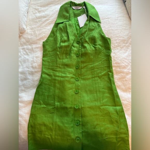& Other Stories Green Linen Halter Mini Dress | NWT | EU 38 / US 6 - Picture 9 of 10
